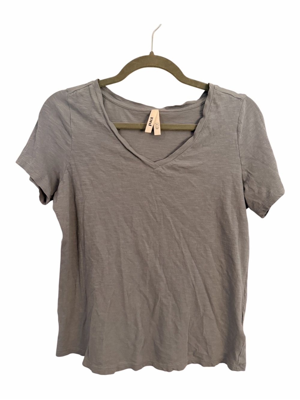 PACT M Women's Softspun V-Neck Tee Smoke Blue 100% Organic Cotton